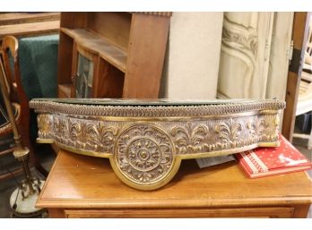 Ornate Demi-Lune Fleur De Lys Wall Console Shelf - Glass Top