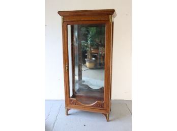 Empire Style Single Door Curio Cabinet - Mirrored Back Panel