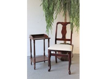 Two Sides In Wood - A Splat-back Folding Side Chair And A Small Secretary Side Table