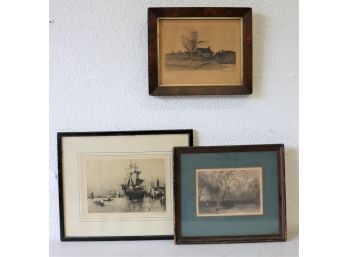 Three Framed Signed Etchings