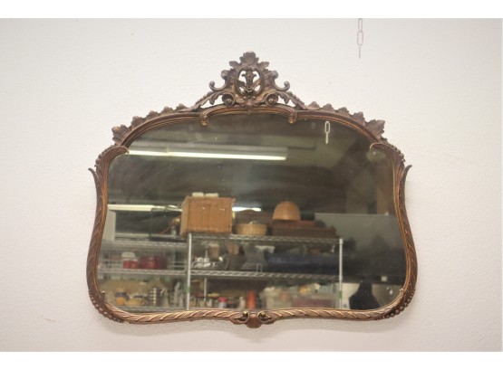 Baroque Revival Carved Mirror Frame With Shapely Oblong Mirror