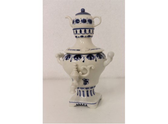 Gzhel Hand Crafted Porcelain Samovar Tea Pot