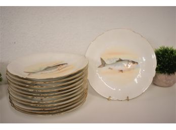 8.5' Round  Set Of 12  Limoges Fish Plates