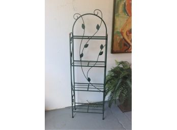 Tall Green Wrought Iron Four Tiered Plant Stand - Or A Baker's Rack, Or An Etegere - You Win, You Name It.