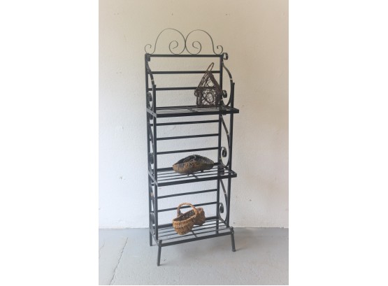 Scrolled Wrought Iron Three Tier Plant Stand/Bakers Rack