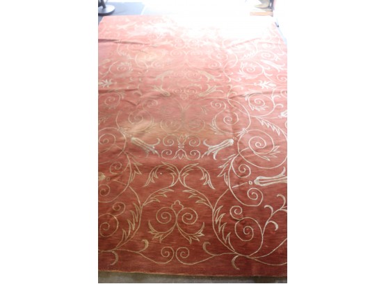 9'X12' Red And White Floral Theme Rug