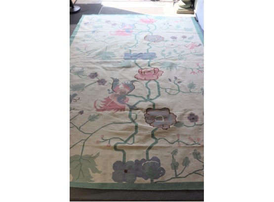 8' X 11' Pictorial Floor Rug - Blooms And Leaves And Garden Motif