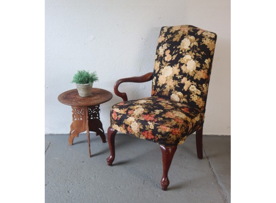 Golden Chair Inc. One Armed Victorian-Style Ladies Chair  - Floral Upholstery