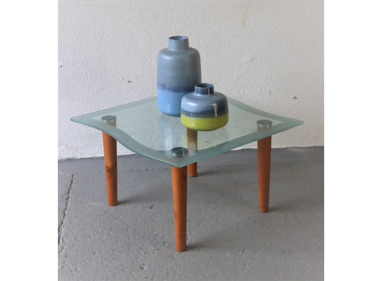 Post-Modern Accent Table In Glass And Wood