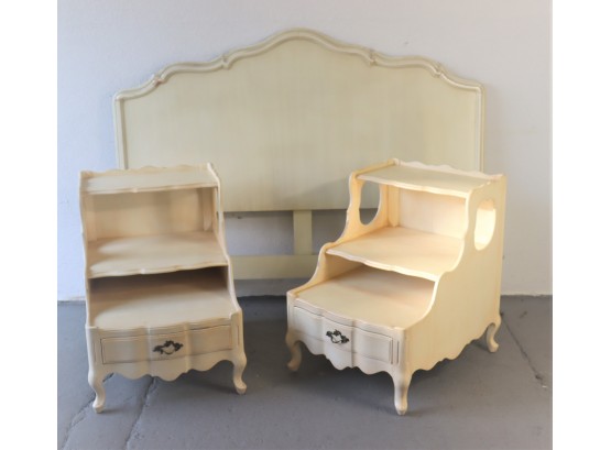 Full Size Headboard With A Pair Of John Widdicomb Night Stands