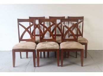 Set Of Six Curved X-Back Dining Chairs
