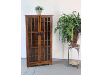 Mission-style Curio Cabinet With Double Glass Panel Doors