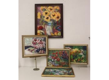 Beaucoup Bouquet Baby! Group Lot Of Flower And Garden Paintings