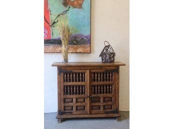 Spanish Revival Style Cabinet With Walnut Spindles