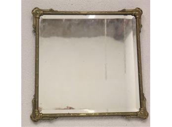 Heavy Brass Frame With A Bevel Mirror -vintage