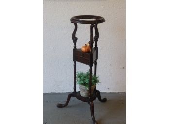 Vintage Wig Stand In Dark Mahogany