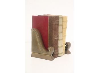 Pair Of  Midcentury Brass Scroll Bookends