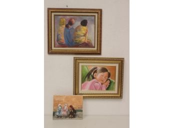 Group Of Three (3) Figural Art Paintings