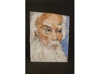 Richly Textured Portrait Of Bearded Man - On Dry Wall/Sheet-Rock