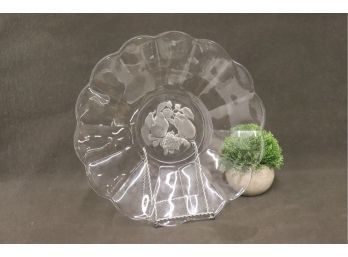 Embossed Glass Round Tray With Fruits & Petals - 13.25' Round