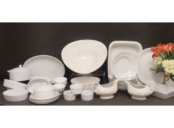 Big Grouping Of White Ceramic Contemporary Serveware - Including Rosenthal And Ctare & Barrel