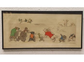 Colored Print 'Eternels Ennemis' (aka 'Mort Aux Chats') Signed By Boris O'Klein