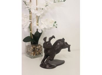 Run Rabbit Run! Bronze Statue Of Rabbit Caught In Mid-stride