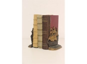 Pair Of Vintage A Galleon Of The Time Of Elizabeth 1558-1603 Ship Bookends