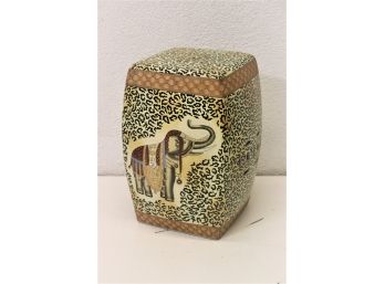 Ceramic Garden Stool - Trumeting Elephant And Leopard Print