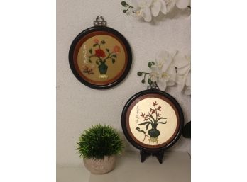 Two  Flower & Vase Shadow Box Pictures
