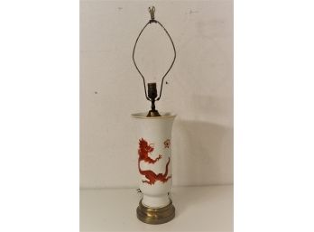 Porcelain Lamp  With Painted Dragon