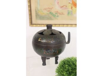 Chinese Cloisonne Covered Tripod Incense Burner