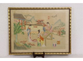 Three Geishas And A Board Game Color-tint Woodblock Print