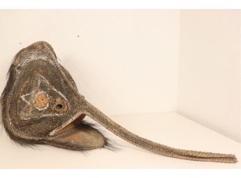 Reed And Pigment Fish Headdress Mask - 3.5 Foot Long Needle Beak