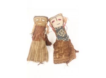 Pair Of Vintage Peruvian Chancay Funerary Dolls