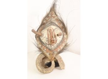 Woven Talipun Crown/Currency Mask With Ammonite Spiral - New Guinea