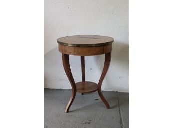 Baker Furniture Round Accent Table- Grain Matched Banded Veneer Top