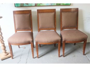 Four Side Chairs And One Arm Chair - Directoire-style In Bengal Stripe
