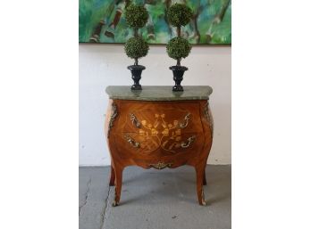 Louis XV-style Bombe Front Two Drawer Chest With Green Stone Top - Quality Reproduction