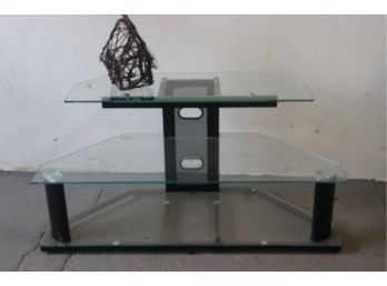 Modern Glass And Metal Two Tier Media Stand