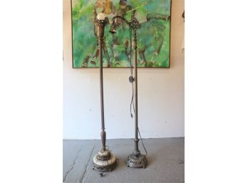 Pair Of Vintage Floor Lamps - Torchiere And Down Bridge Lamp