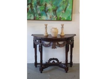 Empire-style Demi-Lune Console Table - Botanical Swag Carvings