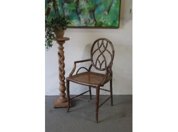 Faux Bamboo Cane Seat Arm Chair