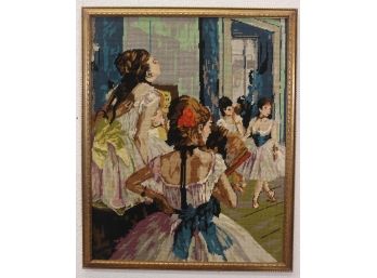 'La Classe De Danse' Edgar Degas Framed Needlepoint Textile Art Replication