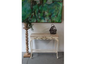 French Provicial Console Table With Peach Rose Natural Stone Top