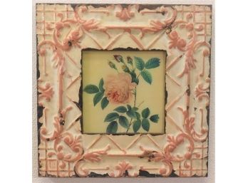 Botanical Print On Ornate Painted Metal Frame