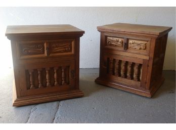 Handsome Pair Of Spanish Colonial Revival Nightstands