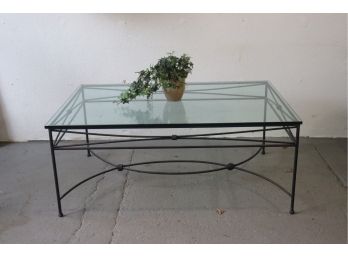 Fabulous Wrought Iron Arc-Cross-Elipse Geometric Frame Table With Glass Top