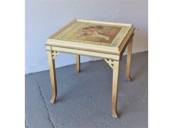 Maitland-Smith Hand Painted Tile Top Side Table, 20th Century