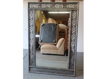 Beautiful Decorative Mirror With Metallic Reticulated Floral Border Frame